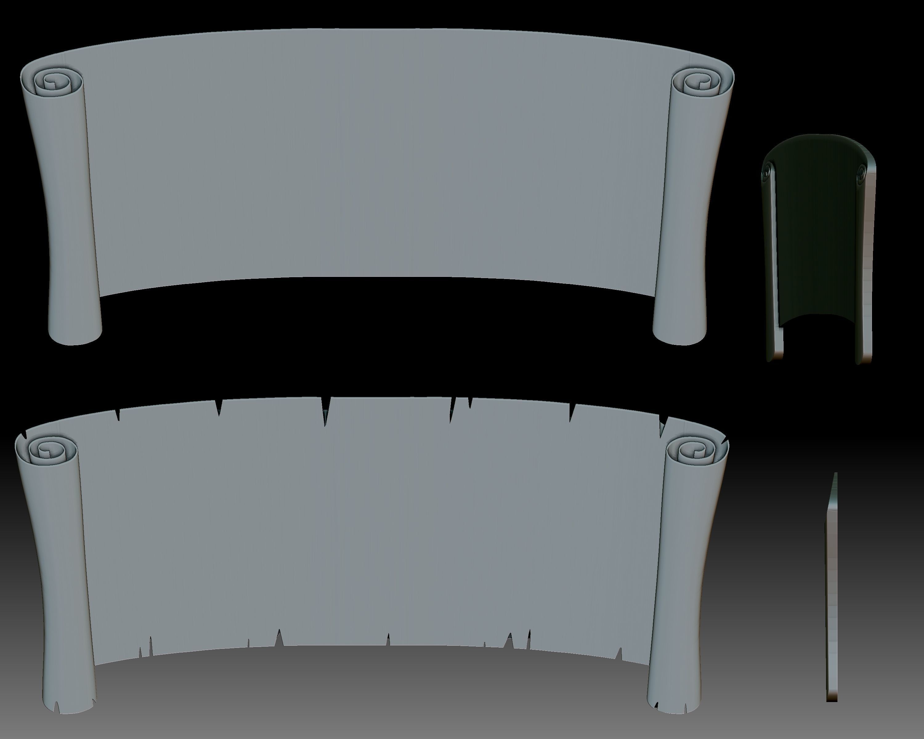 Scrolls 3D relief for CNC router or 3D printer 3D print model_9