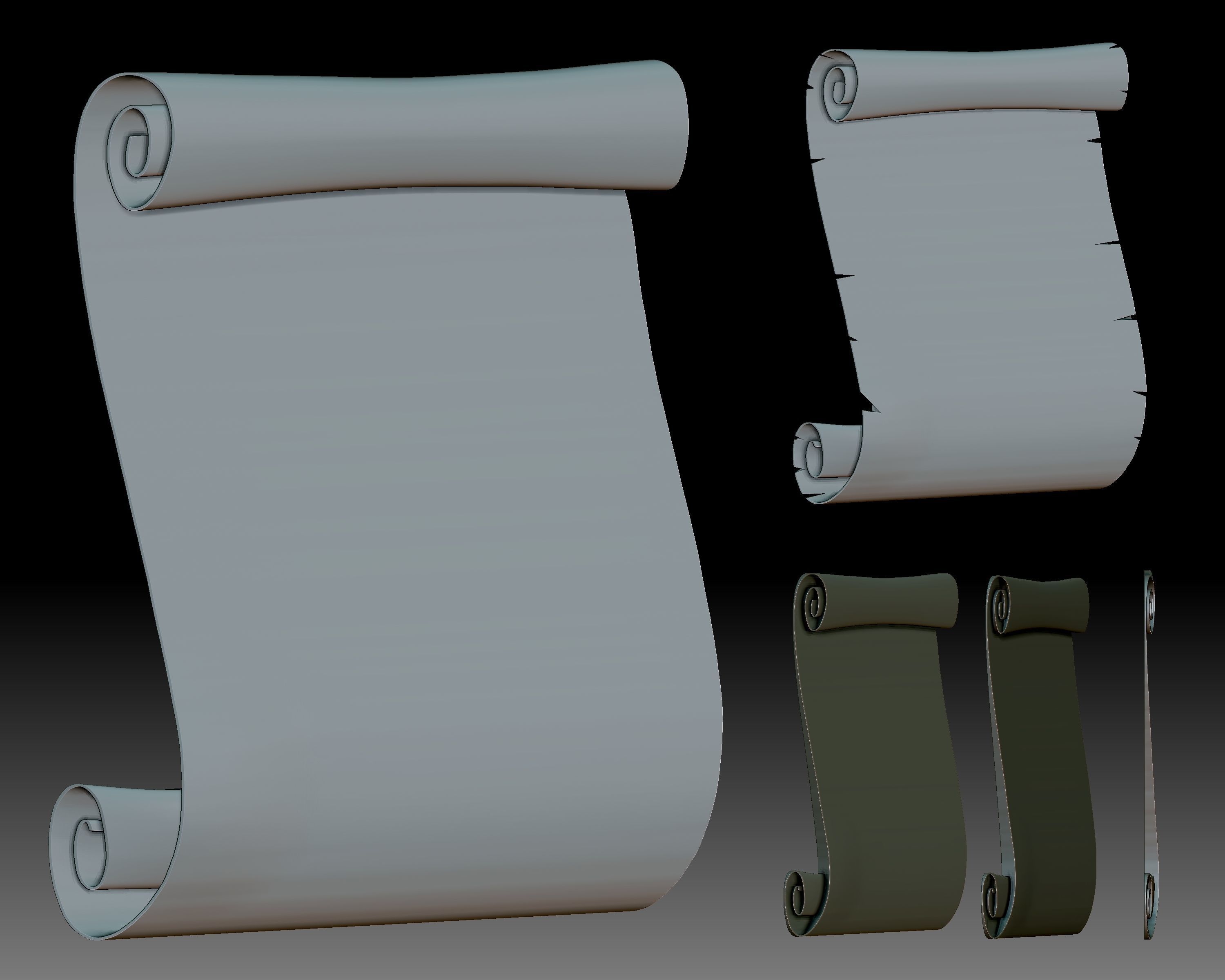 Scrolls 3D relief for CNC router or 3D printer 3D print model_6