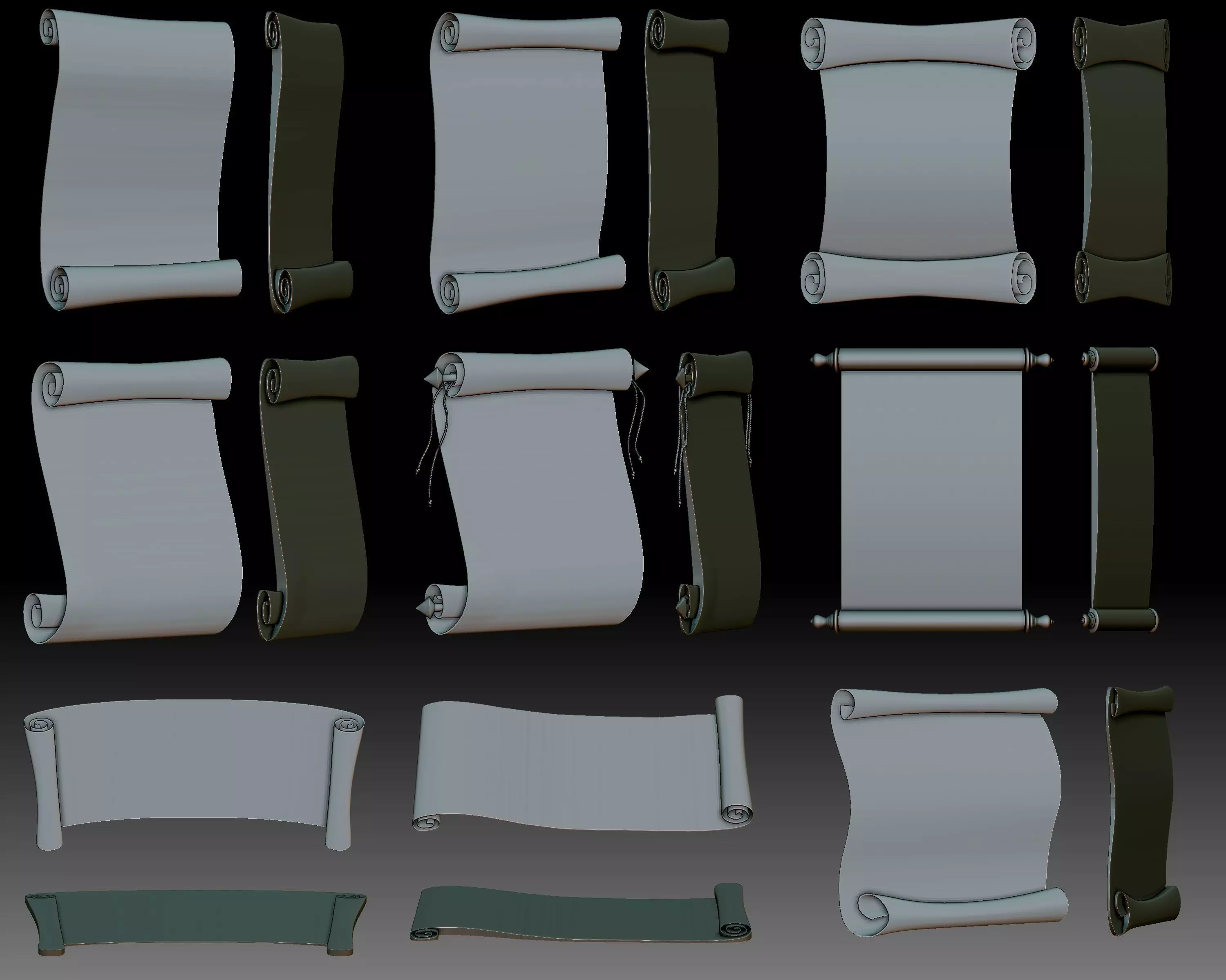 Scrolls 3D relief for CNC router or 3D printer 3D print model_0