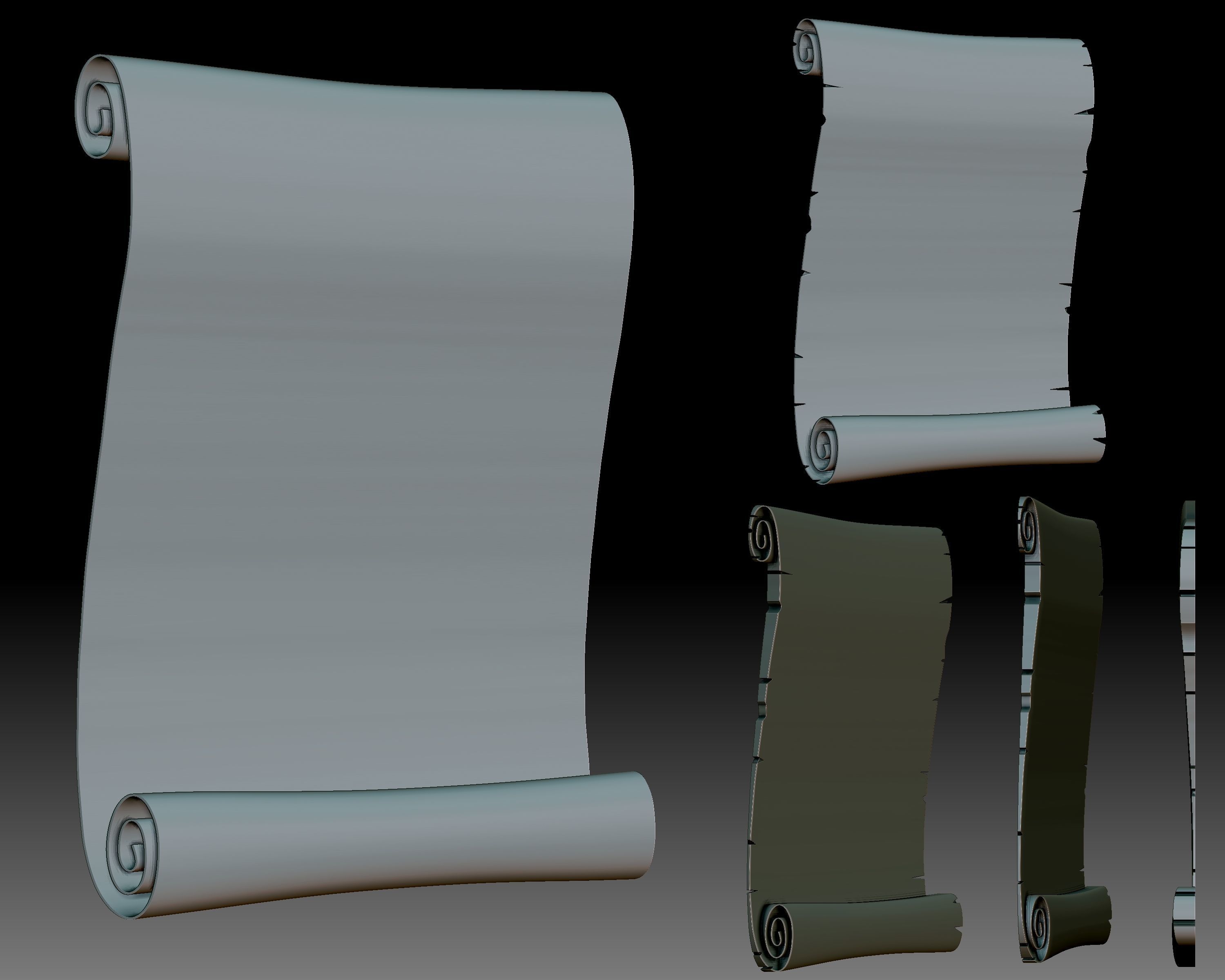 Scrolls 3D relief for CNC router or 3D printer 3D print model_3