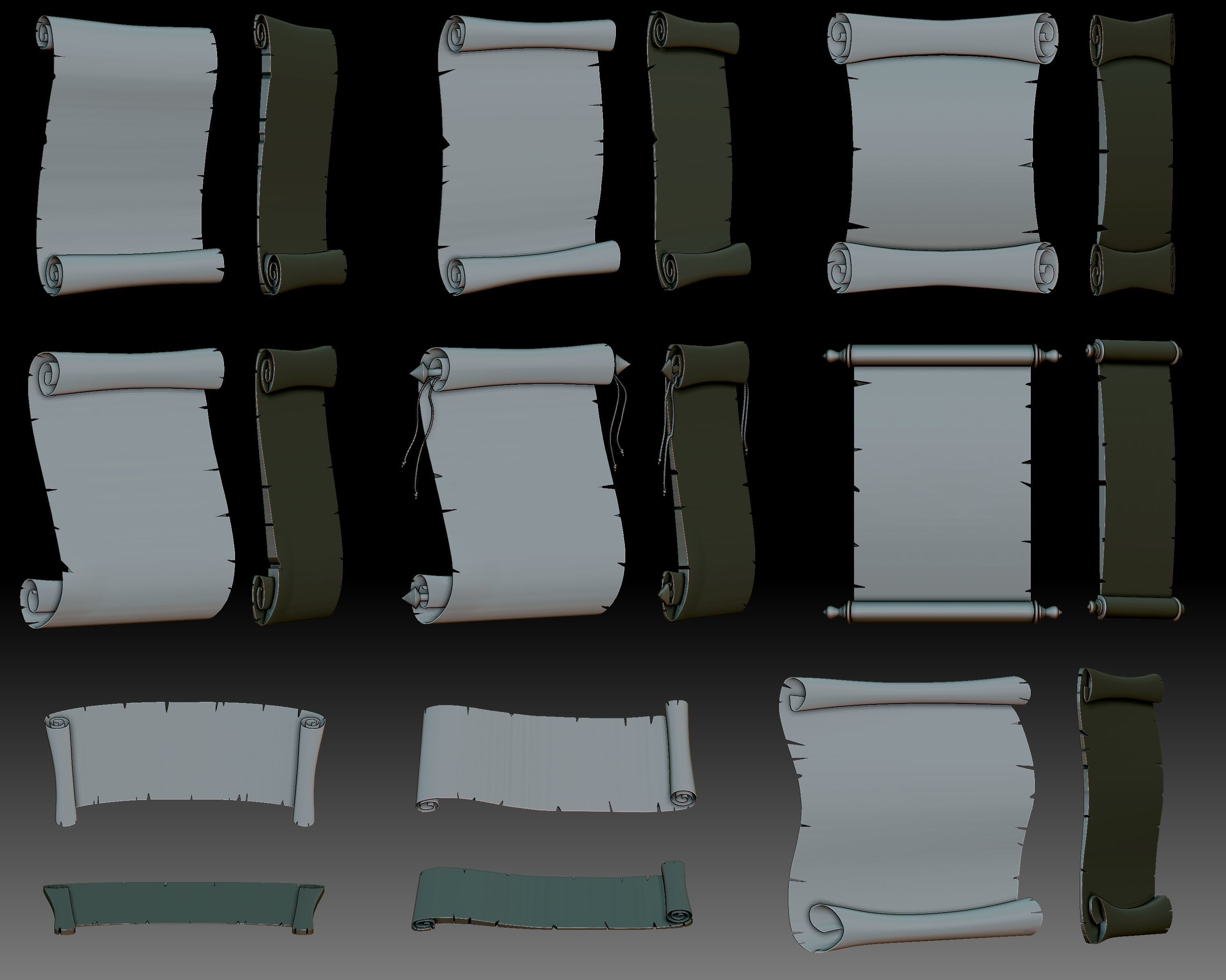 Scrolls 3D relief for CNC router or 3D printer 3D print model_2