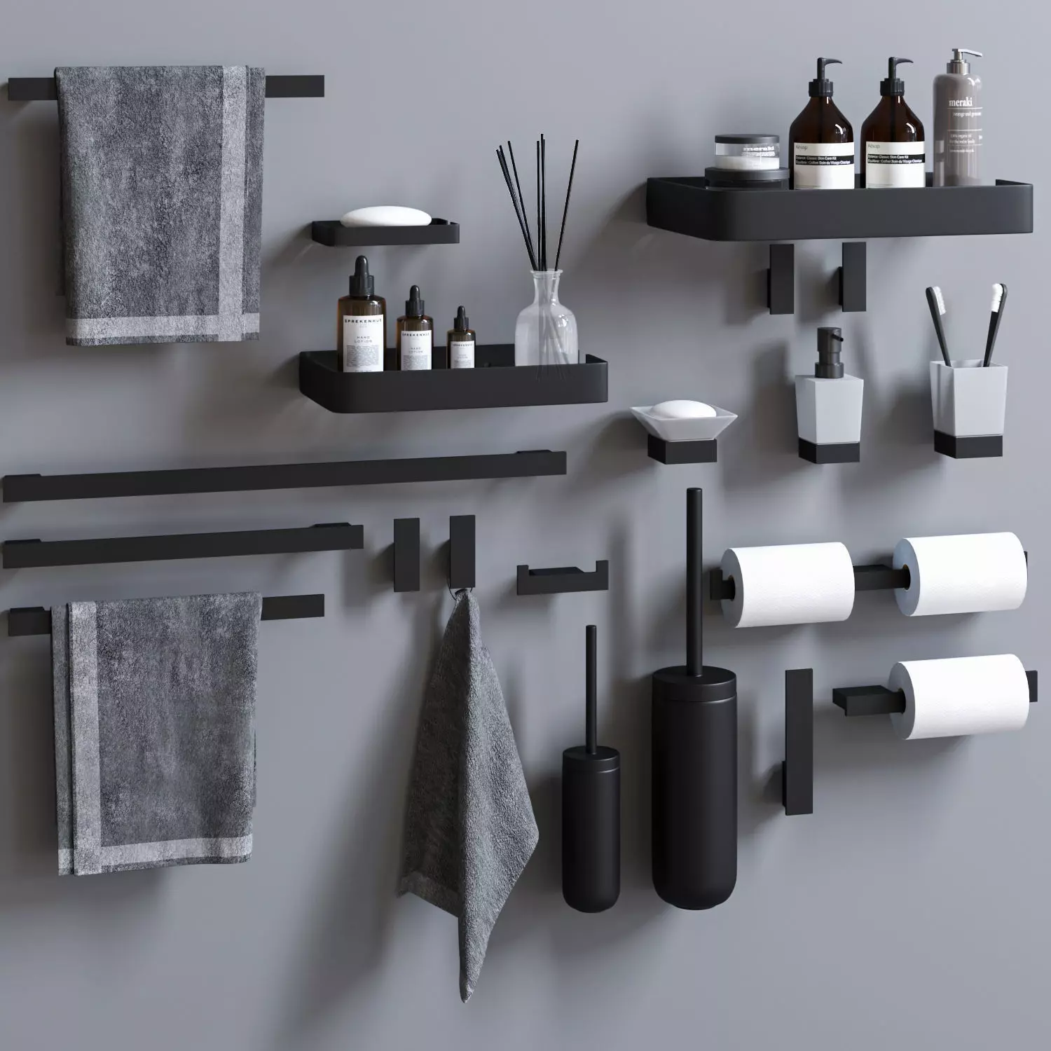 Sanco Monogram bathroom set 3D model_0