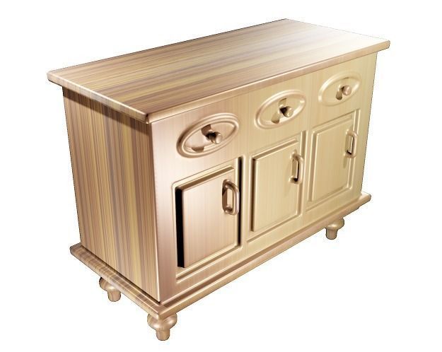 Classic Wooden Cupboard Low-poly 3D model_1