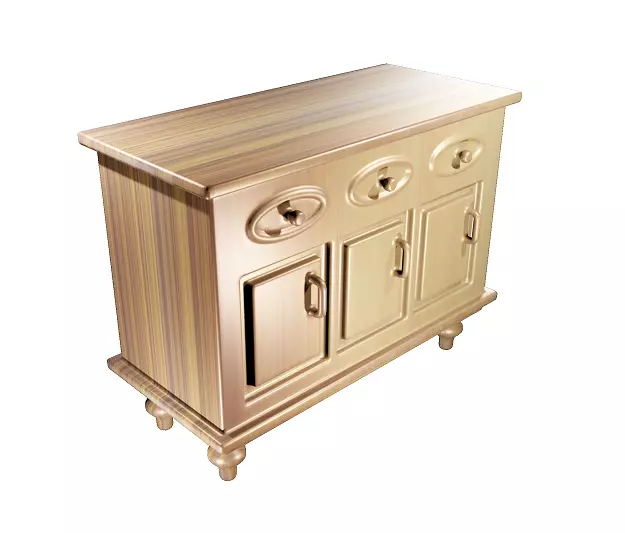 Classic Wooden Cupboard Low-poly 3D model_0