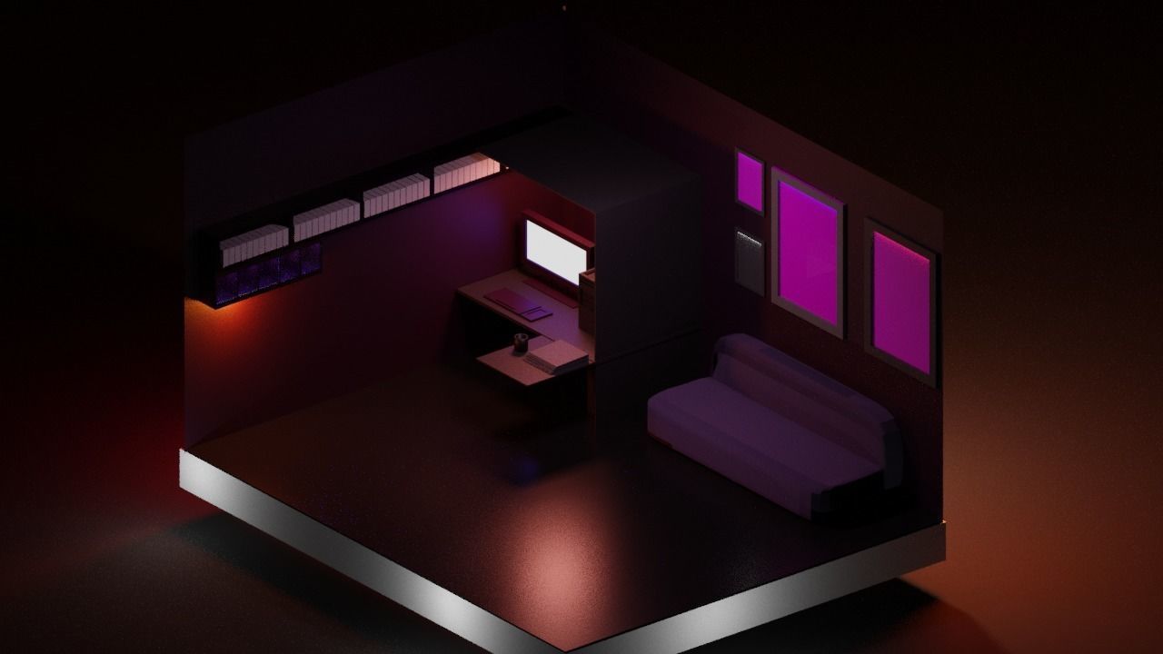 Gaming Room Low-poly 3D model_2