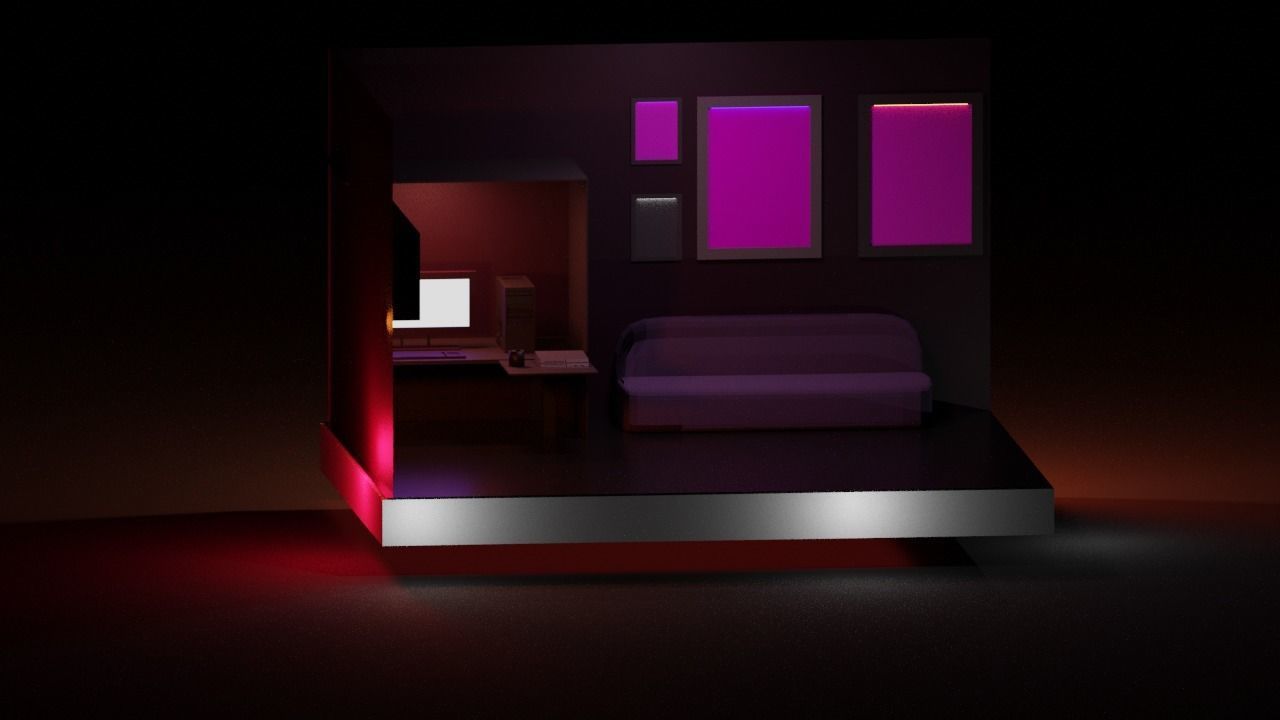 Gaming Room Low-poly 3D model_1