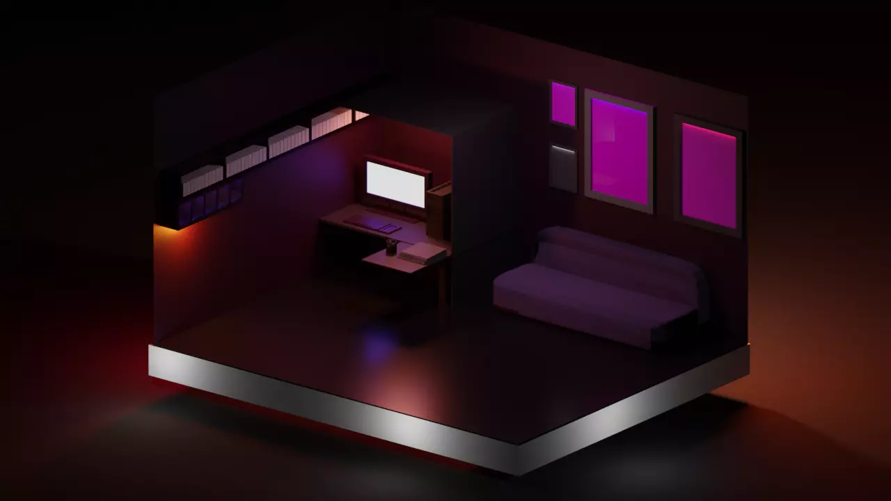 Gaming Room Low-poly 3D model_0