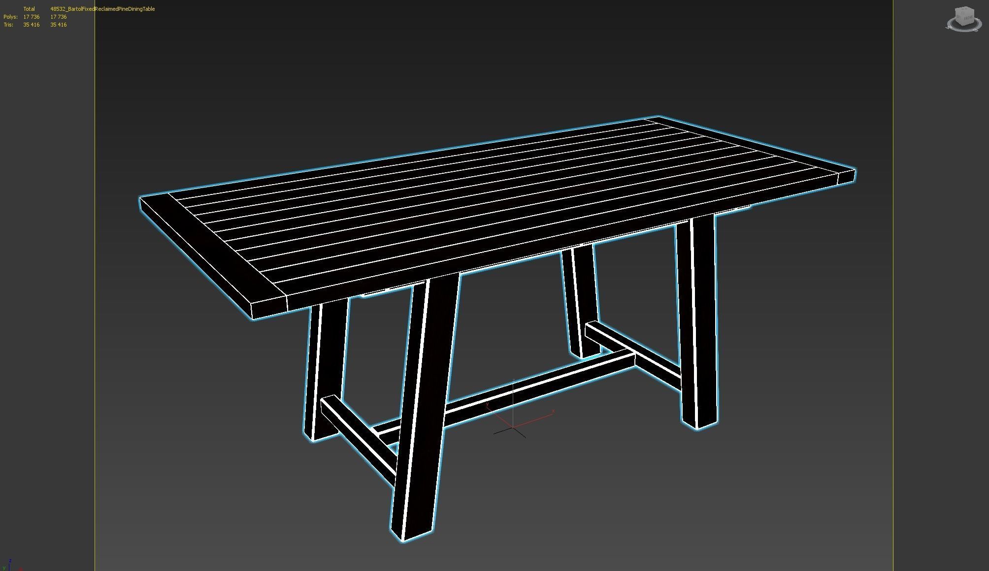Bartol Fixed Reclaimed Pine Dining Table Free 3D model_8
