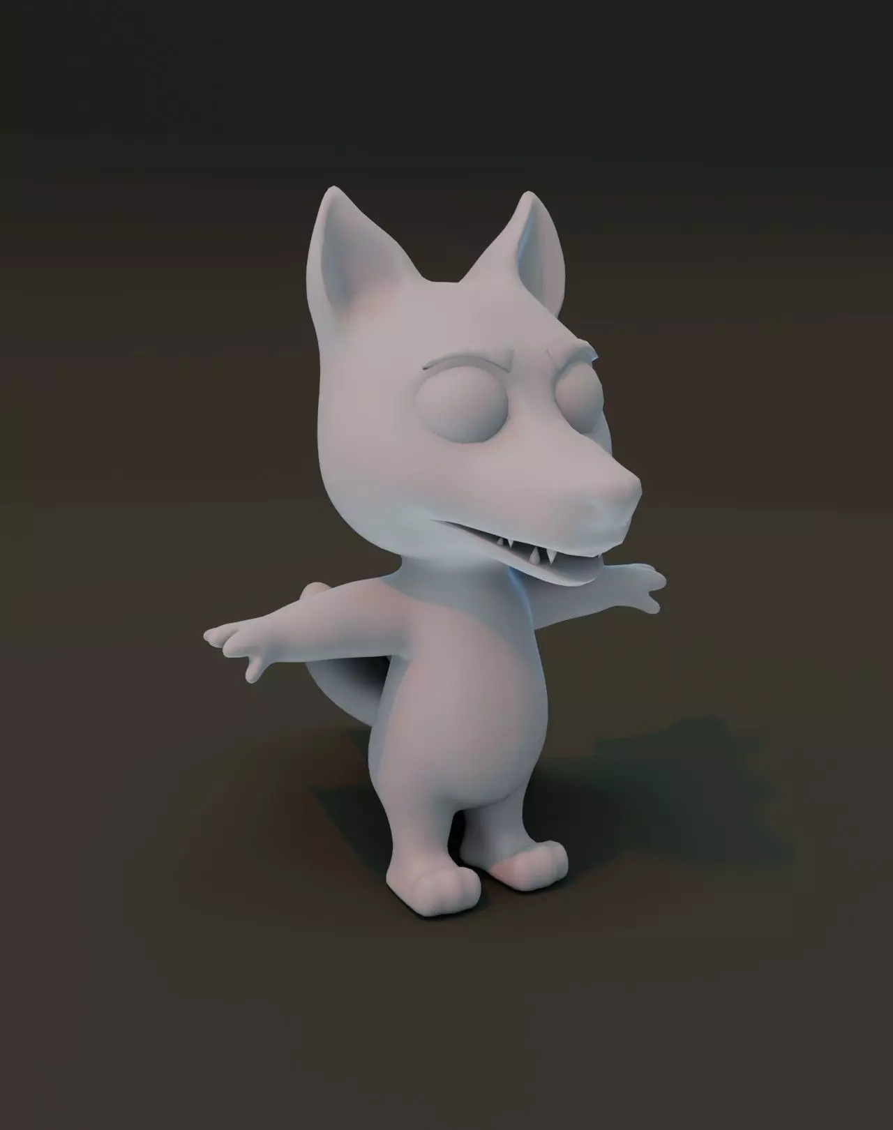 Cartoon Wolf Rigged Base Mesh 3D Model Low-poly 3D model_0