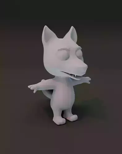 Cartoon Wolf Rigged Base Mesh 3D Model Low-poly 3D model