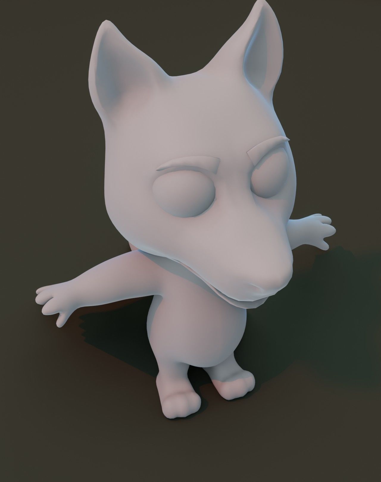 Cartoon Wolf Rigged Base Mesh 3D Model Low-poly 3D model_15