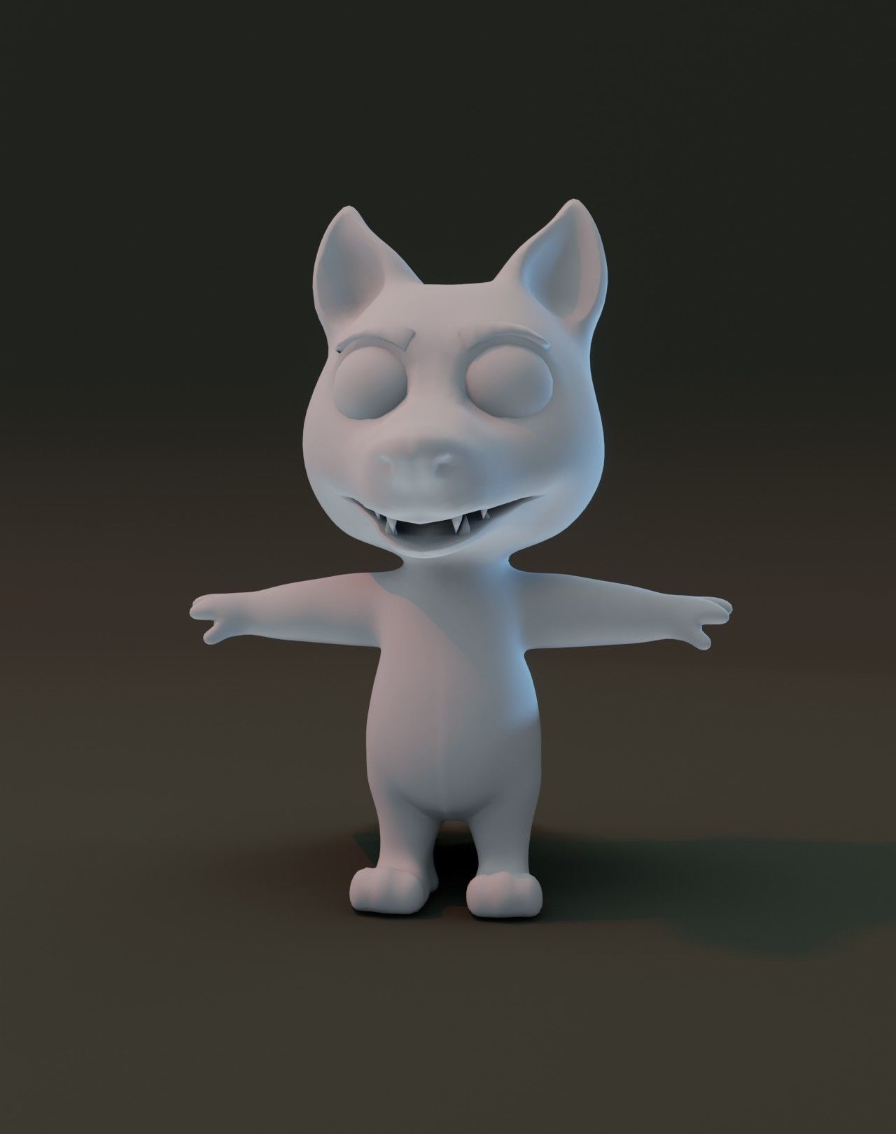 Cartoon Wolf Rigged Base Mesh 3D Model Low-poly 3D model_4