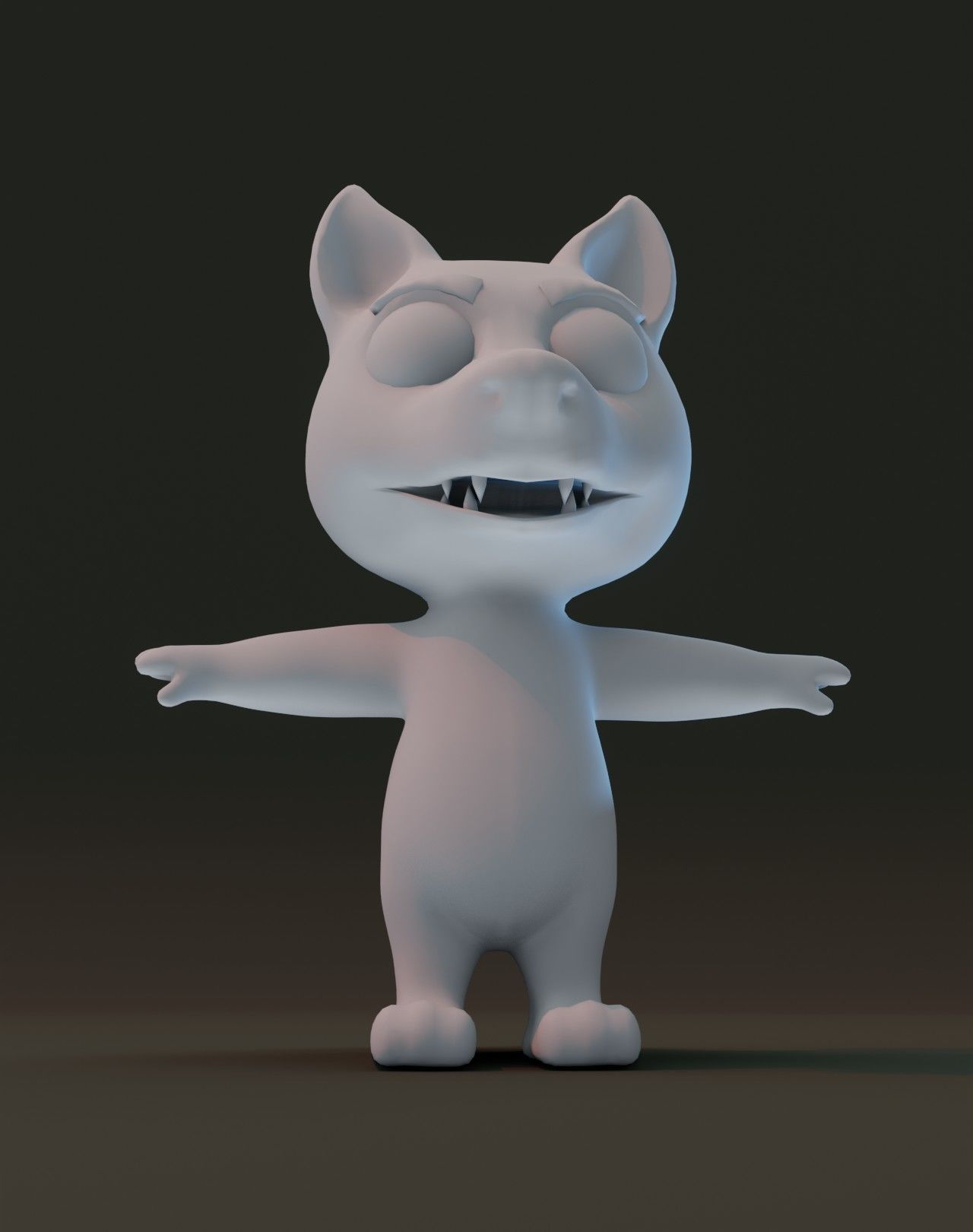 Cartoon Wolf Rigged Base Mesh 3D Model Low-poly 3D model_9