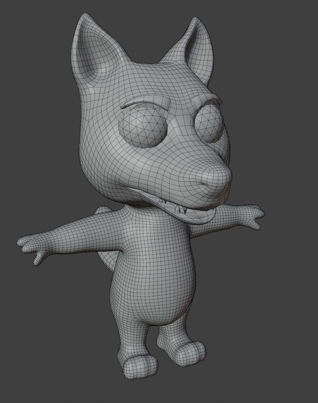 Cartoon Wolf Rigged Base Mesh 3D Model Low-poly 3D model_2