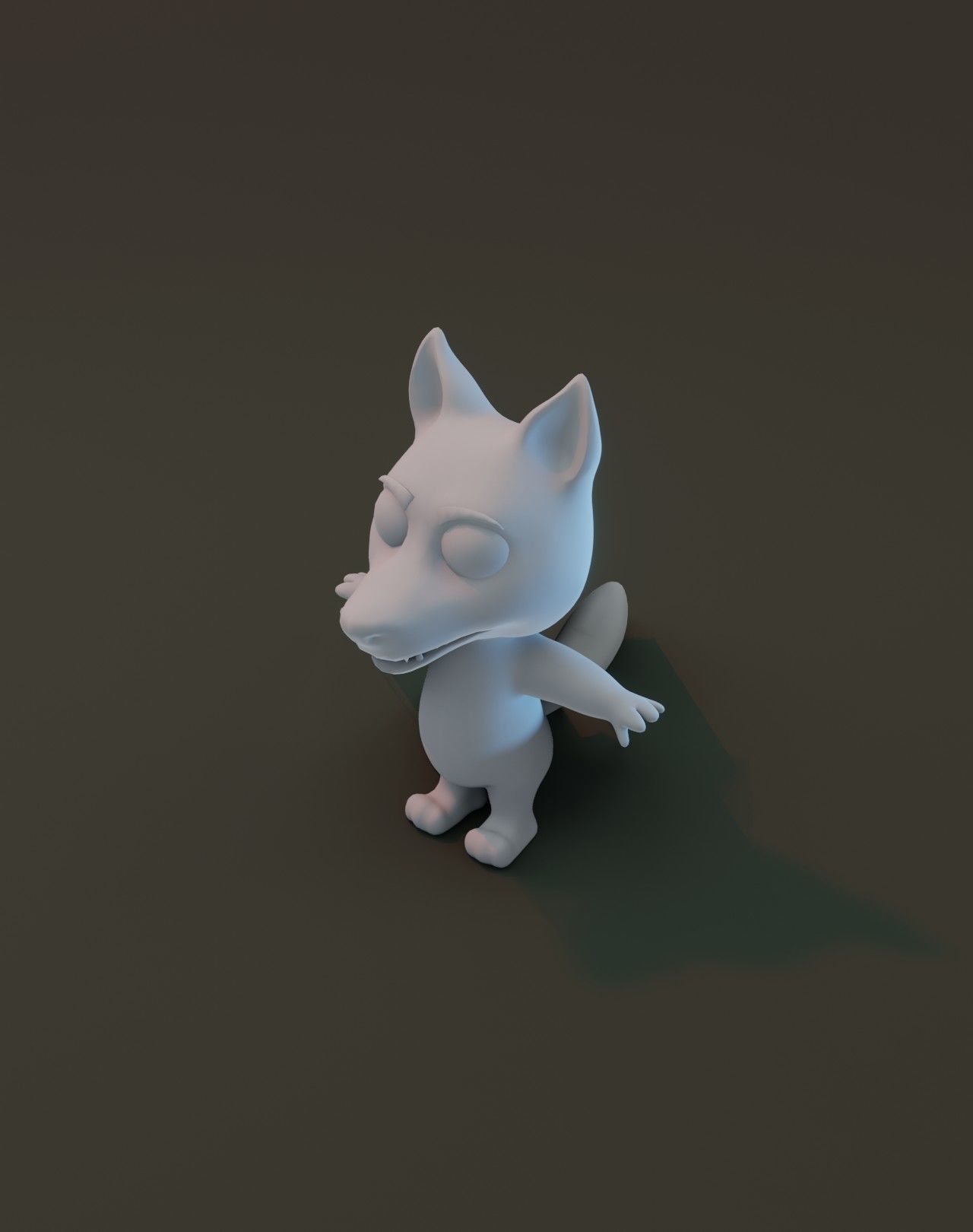 Cartoon Wolf Rigged Base Mesh 3D Model Low-poly 3D model_10