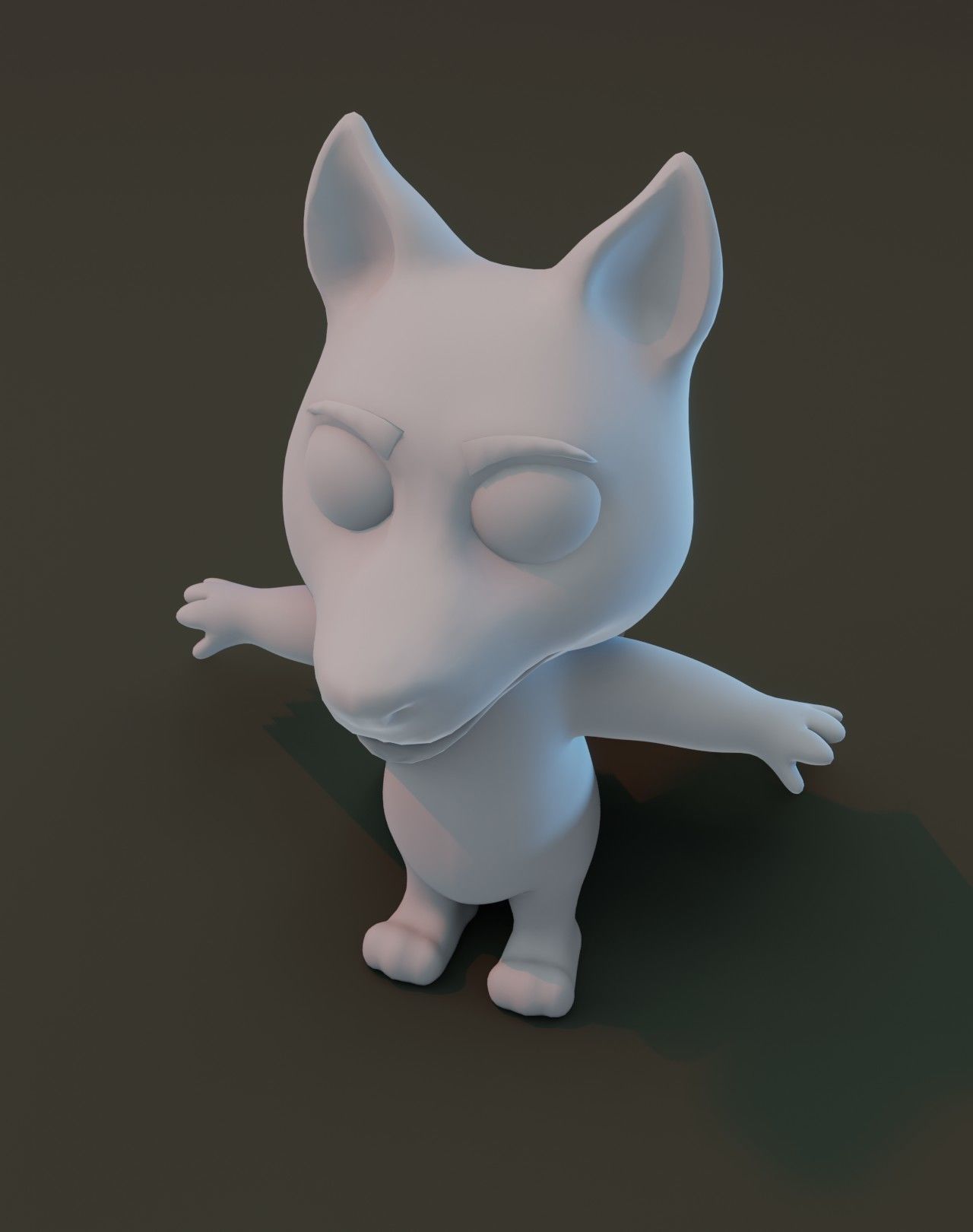 Cartoon Wolf Rigged Base Mesh 3D Model Low-poly 3D model_8