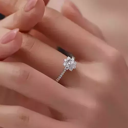 3DM Format Sunflower engagement ring halo ring for her