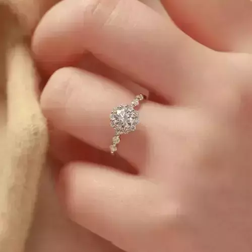 3DM Format dainty flower engagement ring for women