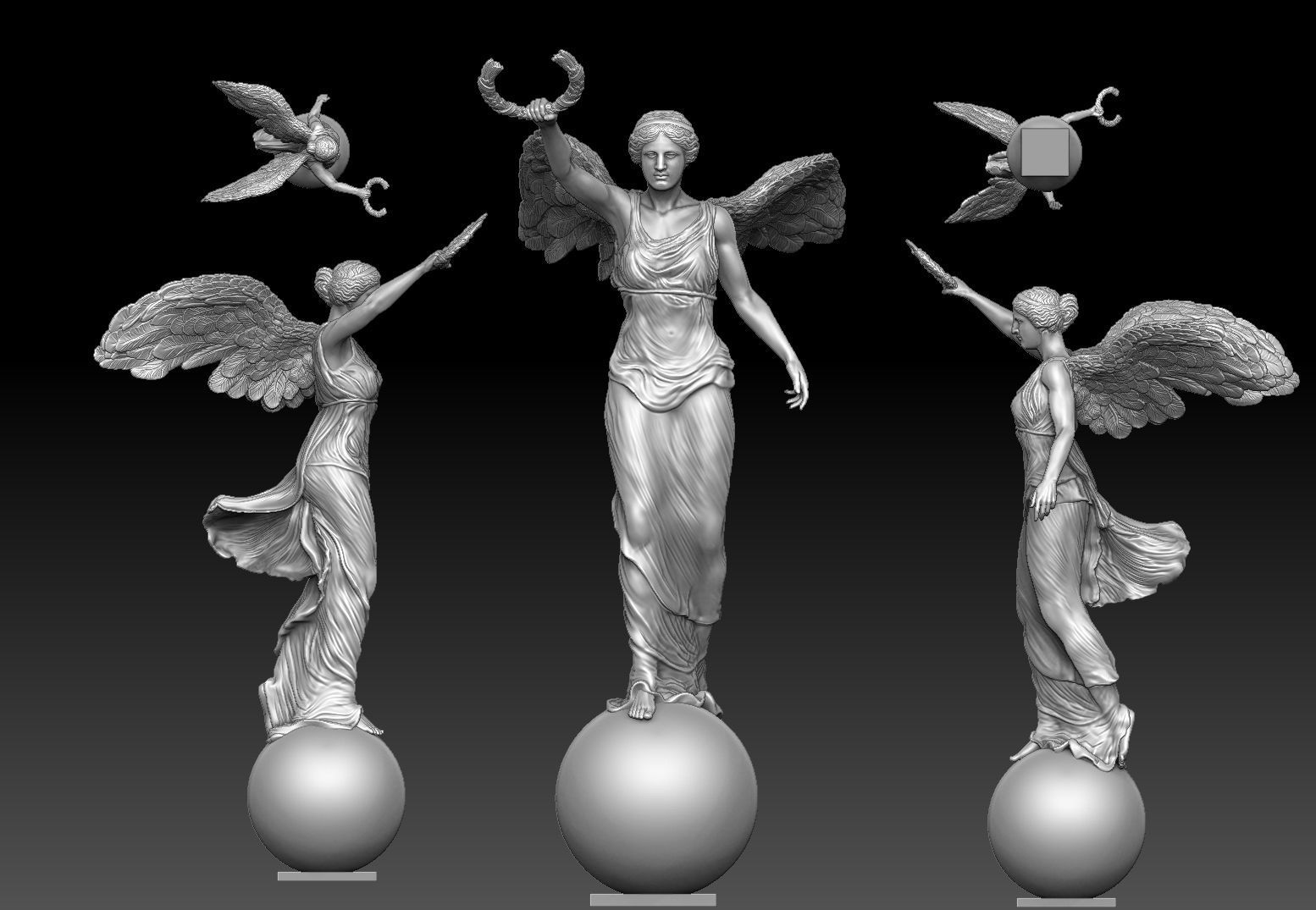 victory winged nikh sculpture  3D print model_13