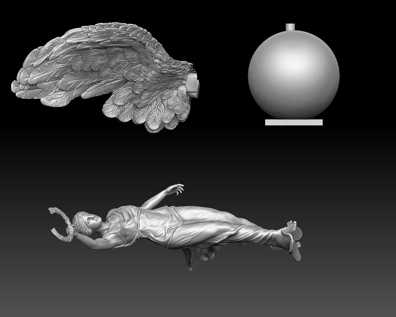 victory winged nikh sculpture  3D print model_10