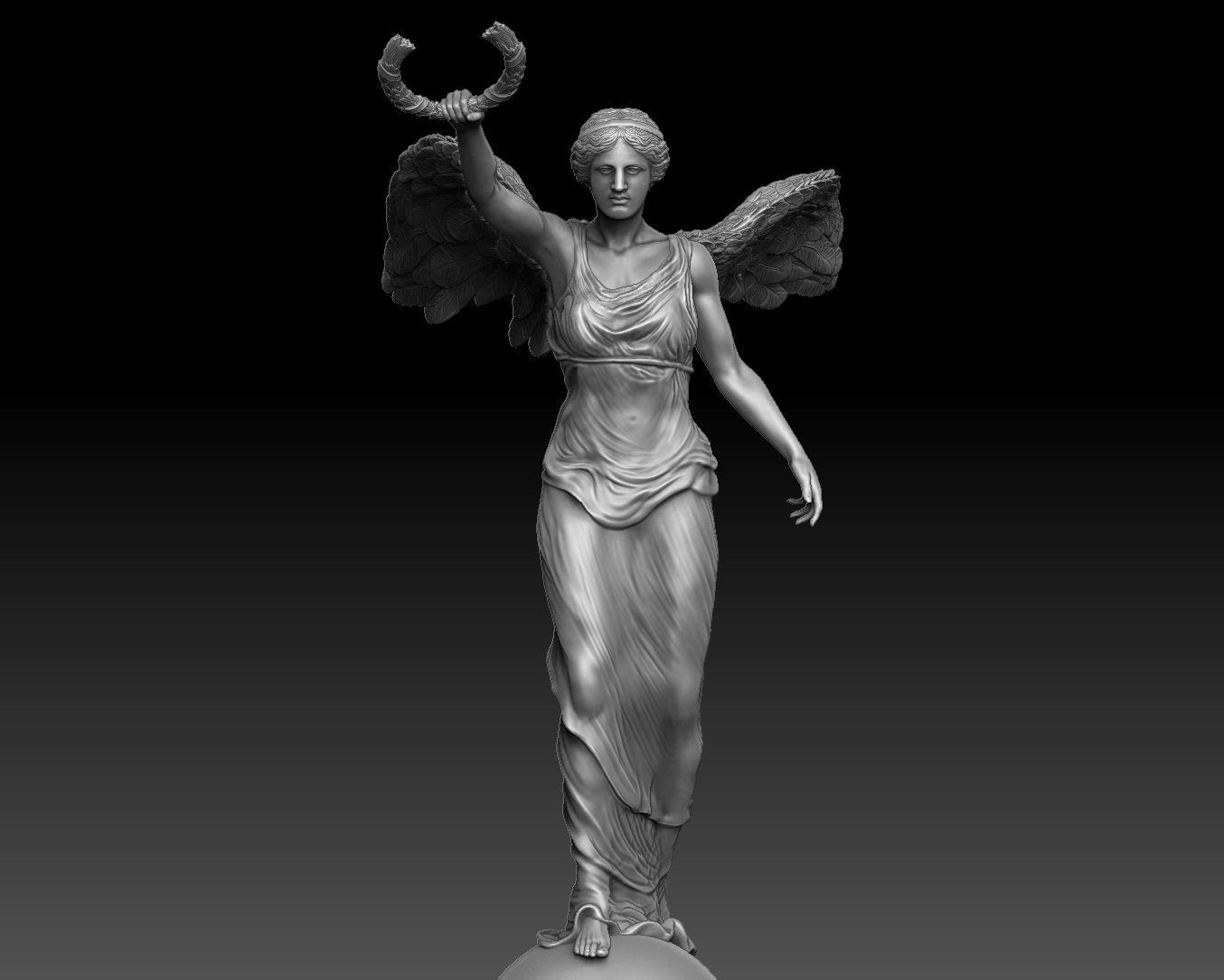 victory winged nikh sculpture  3D print model_12