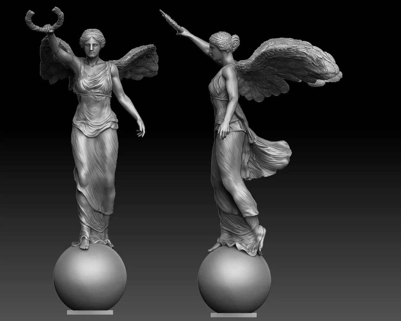 victory winged nikh sculpture  3D print model_0
