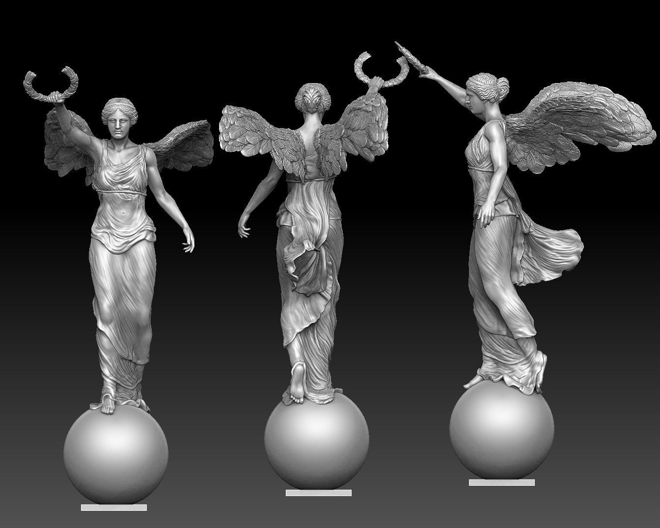 victory winged nikh sculpture  3D print model_3