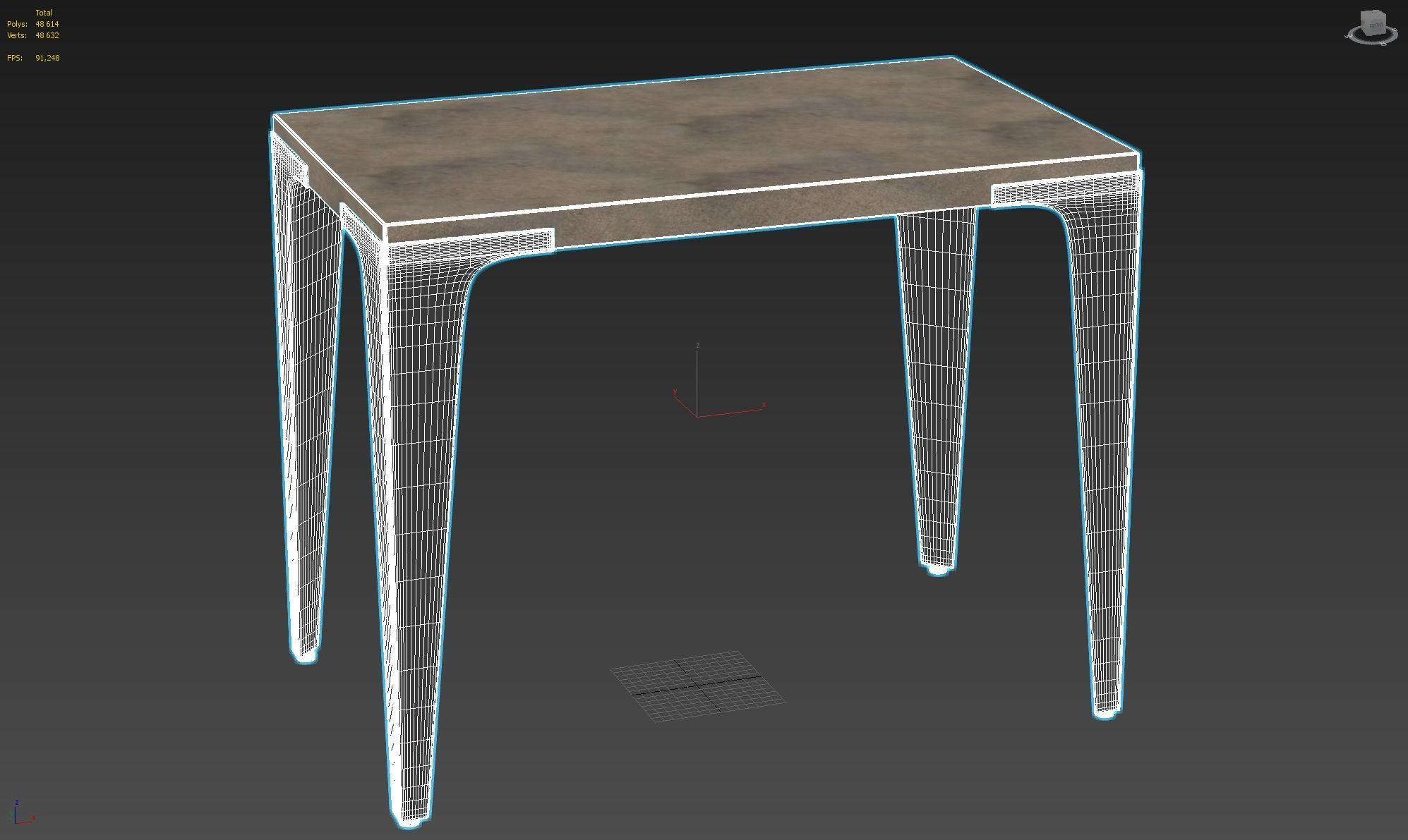 Brass Concrete Side Table Free 3D model_6