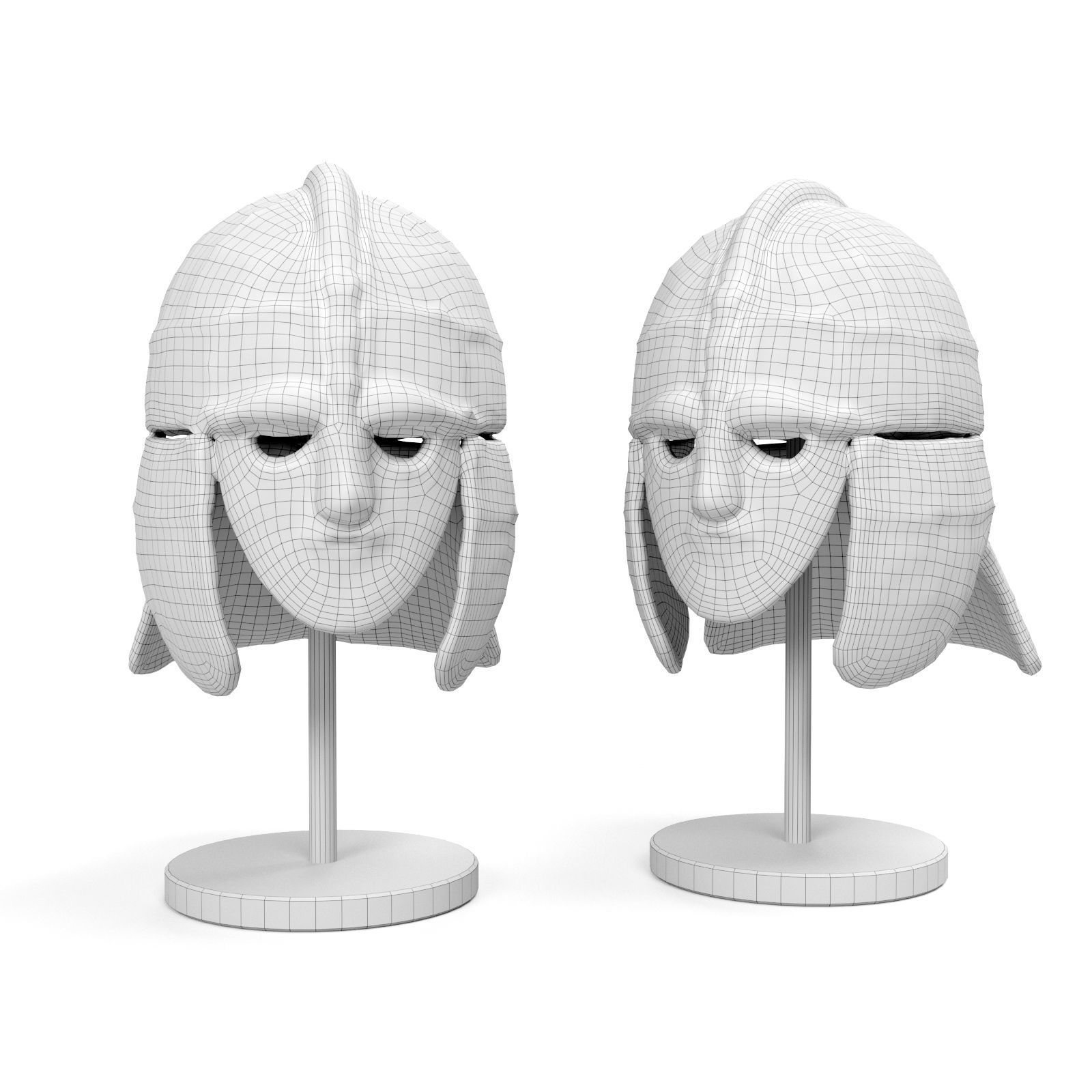 Medieval european warrior helmet Low-poly 3D model_4
