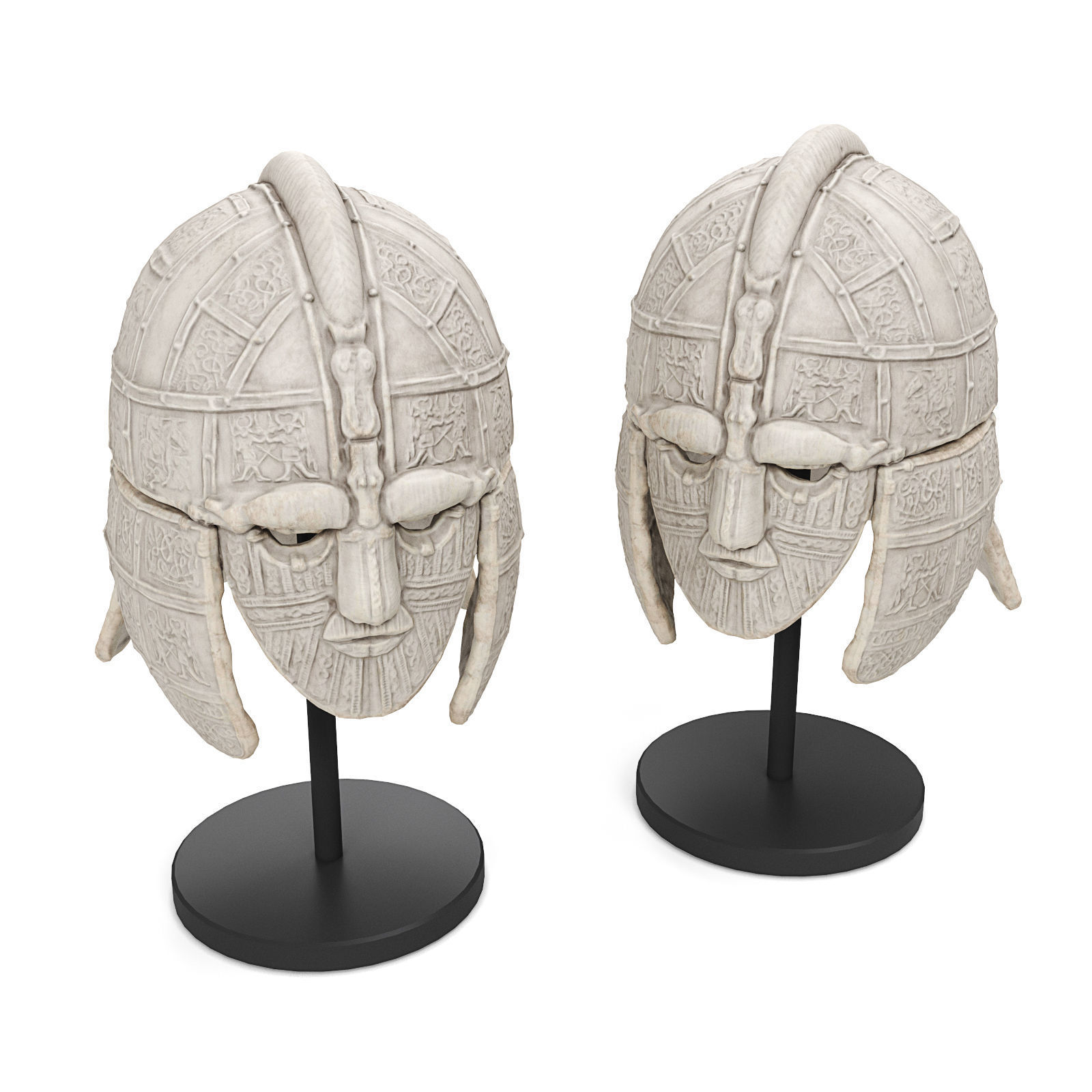Medieval european warrior helmet Low-poly 3D model_1