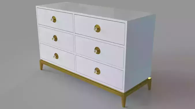 Channing Six Drawer Dresser White With Brass