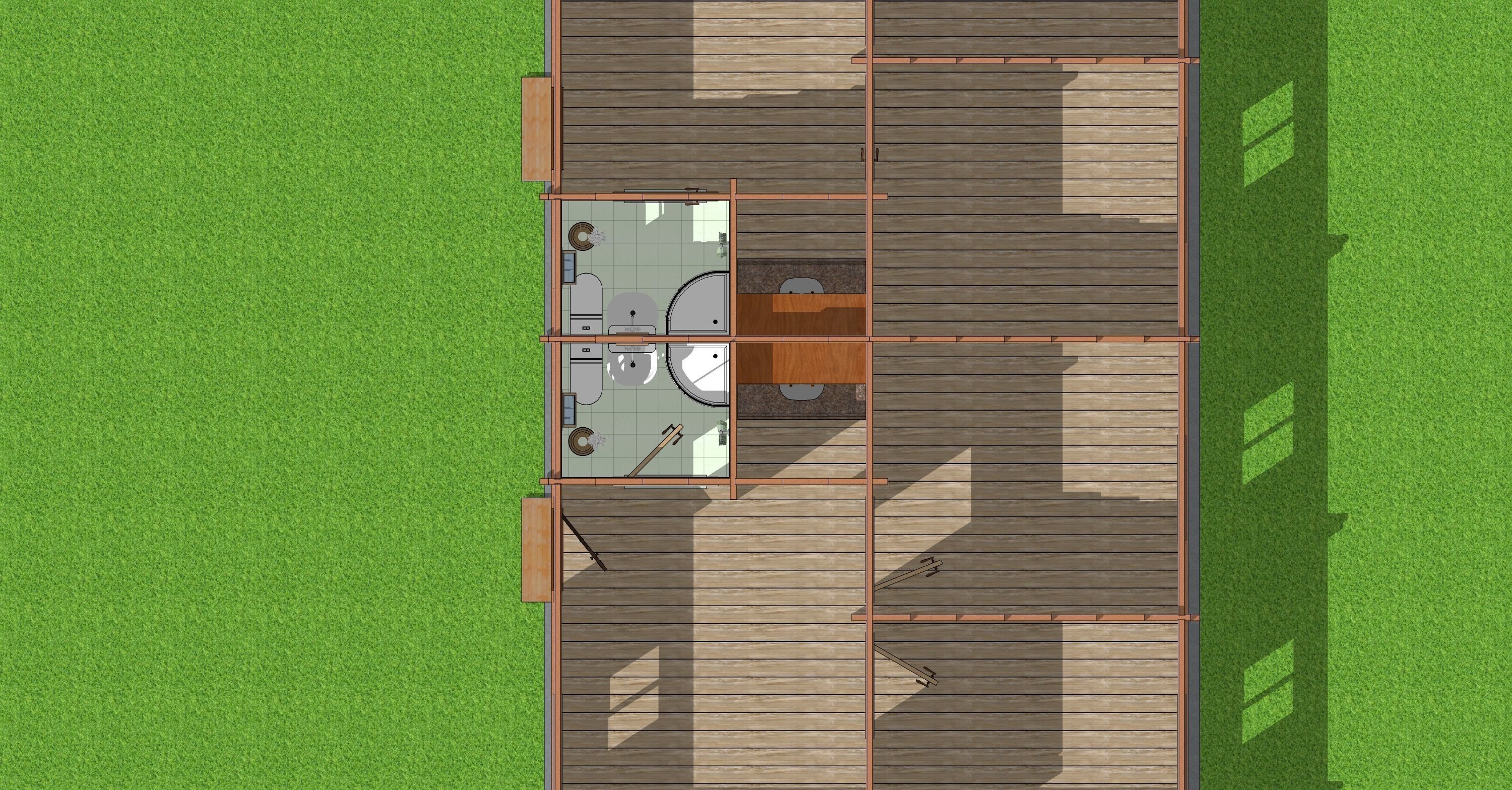 Wooden Double House 3D model_3