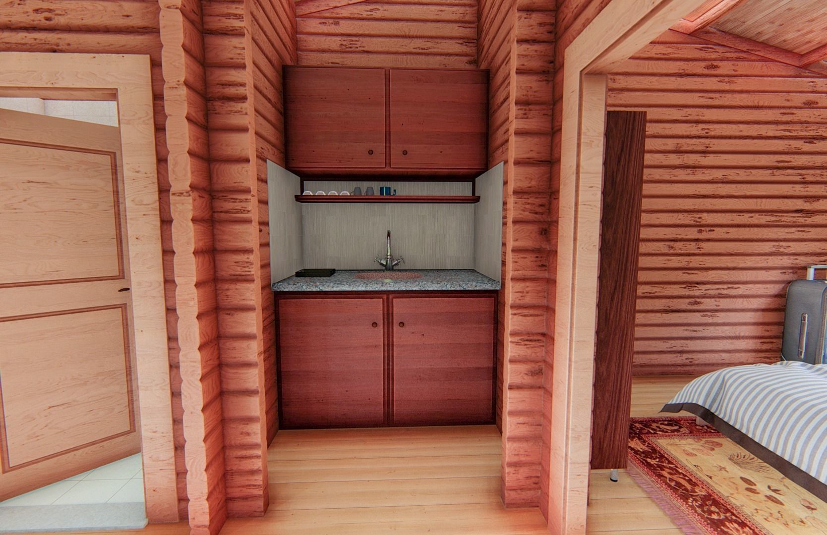 Wooden Double House 3D model_8