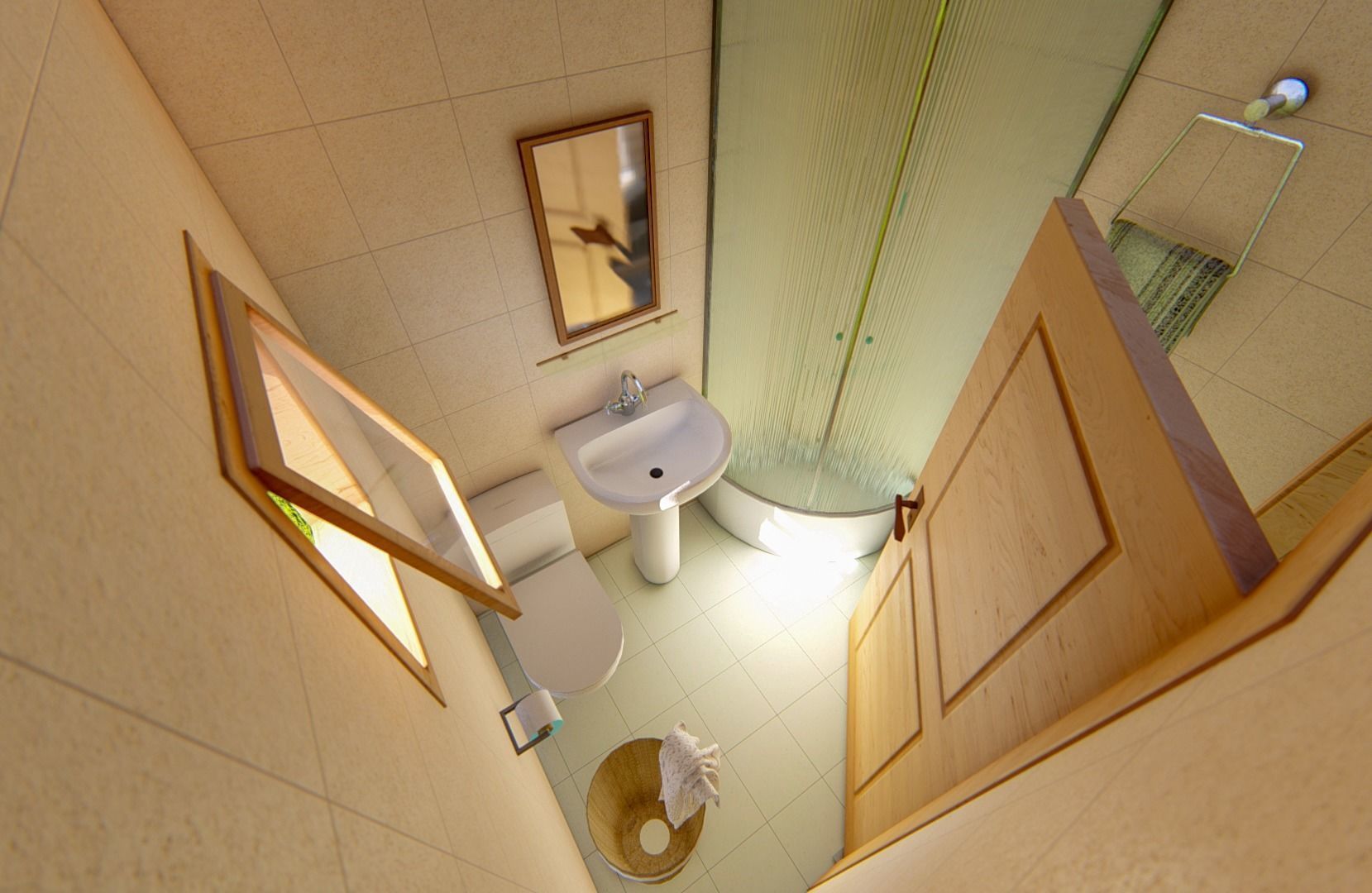 Wooden Double House 3D model_7