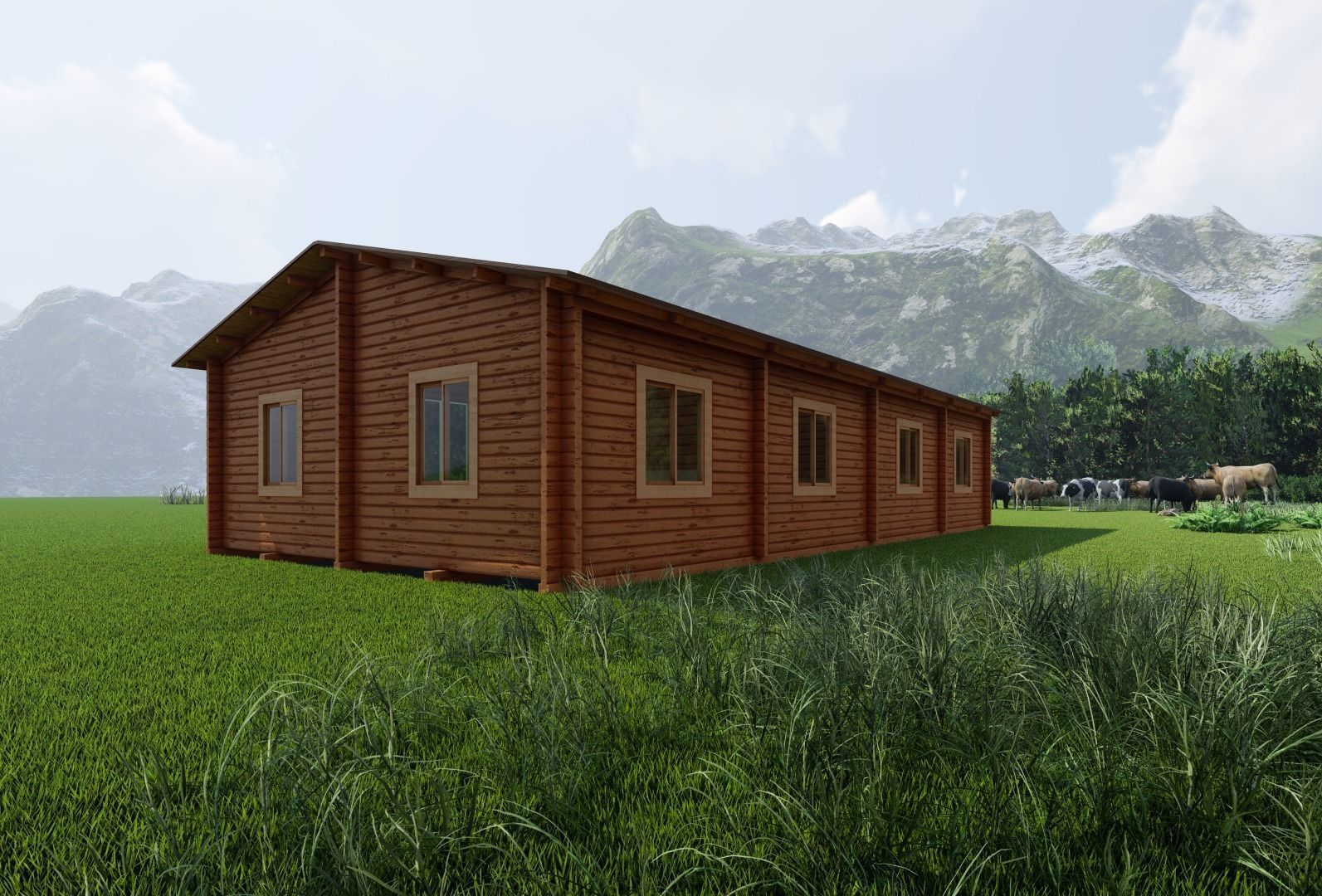 Wooden Double House 3D model_6