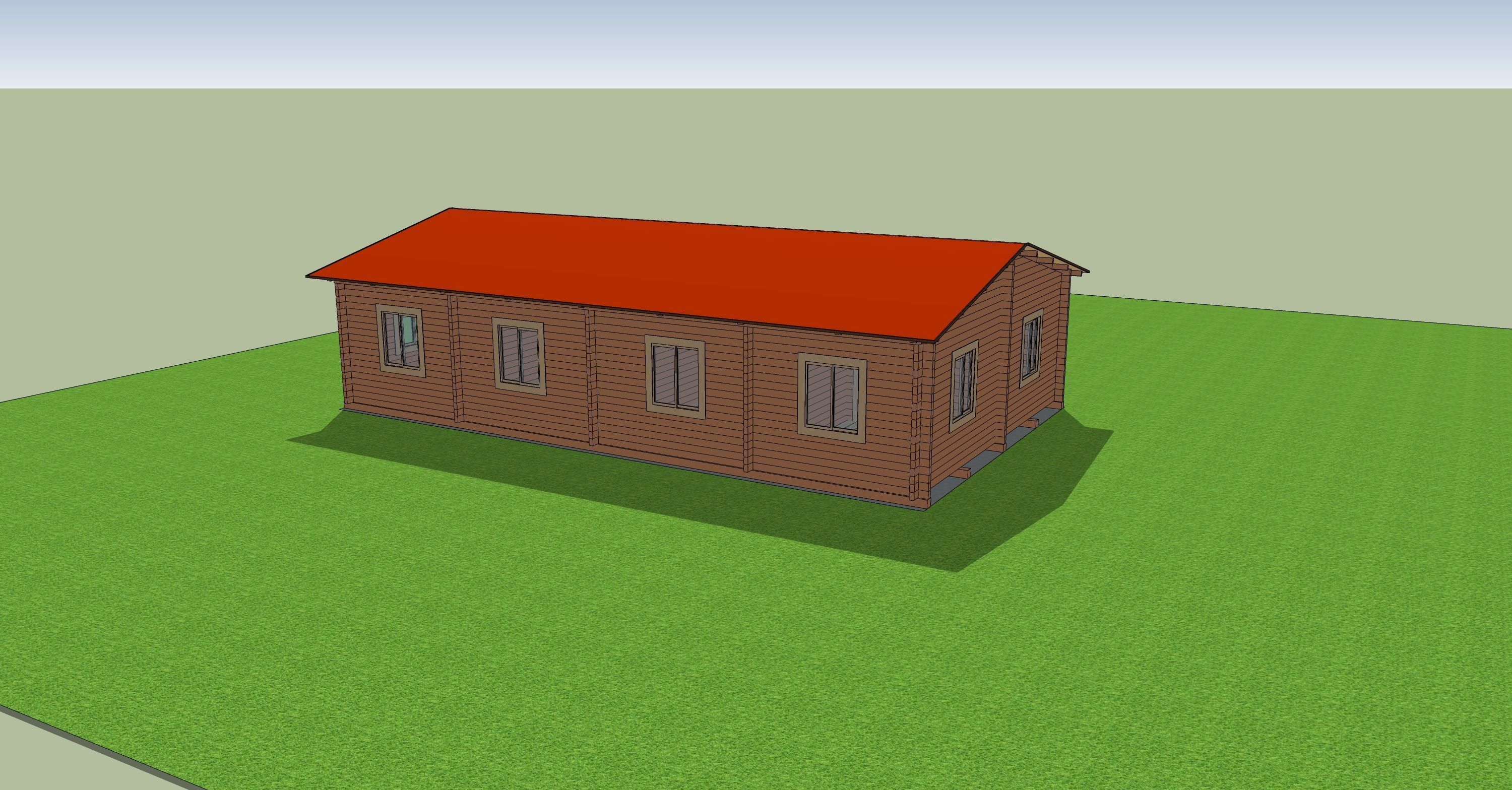 Wooden Double House 3D model_2
