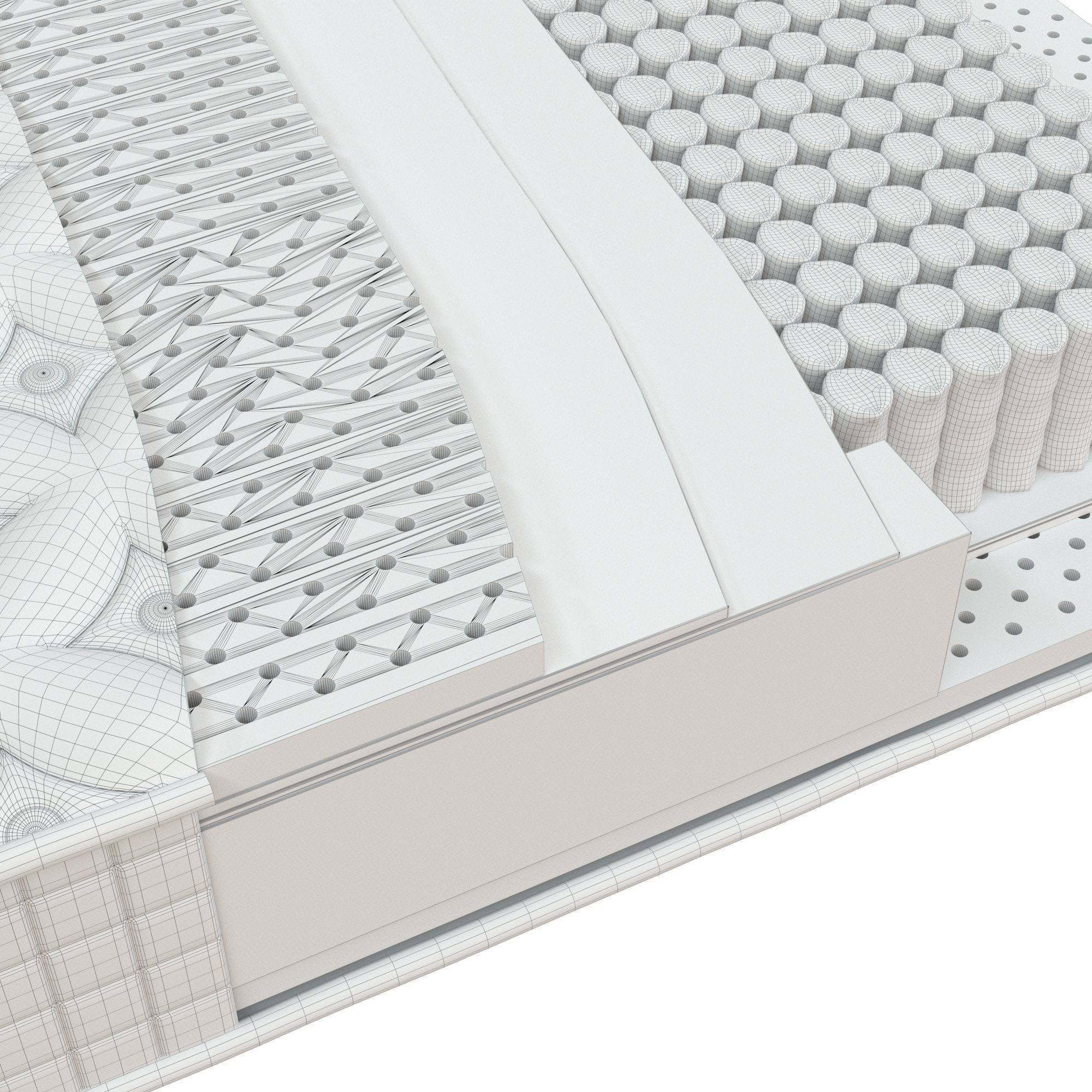 Mattress with layer of foam on top 3D model_3