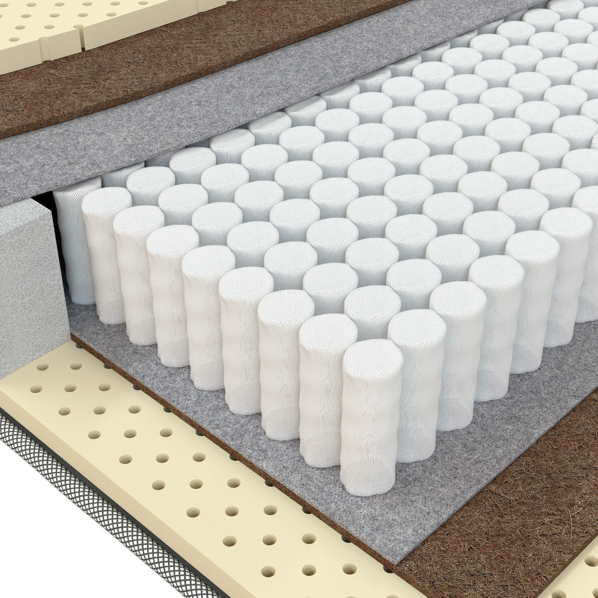 Mattress with layer of foam on top 3D model_2
