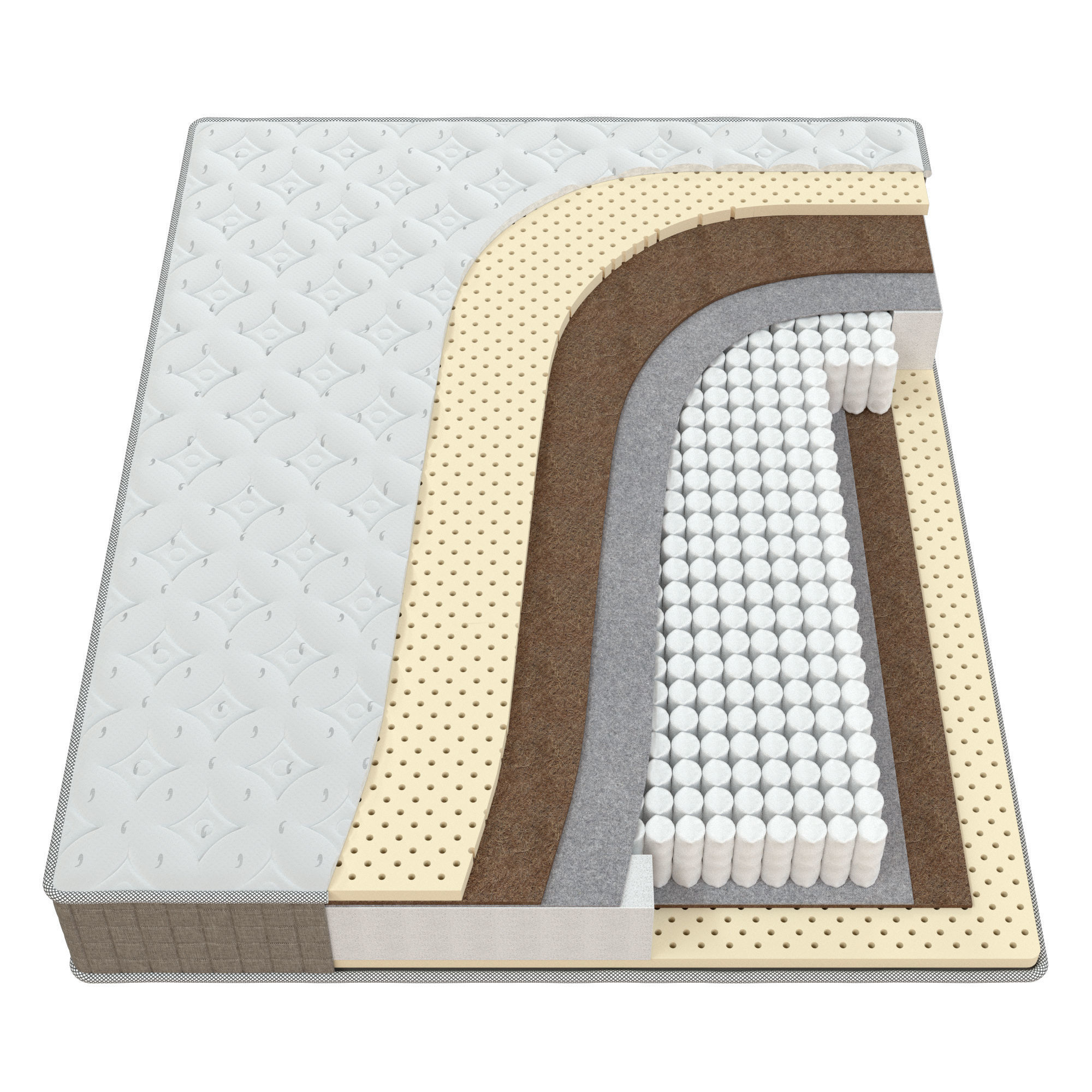 Mattress with layer of foam on top 3D model_1