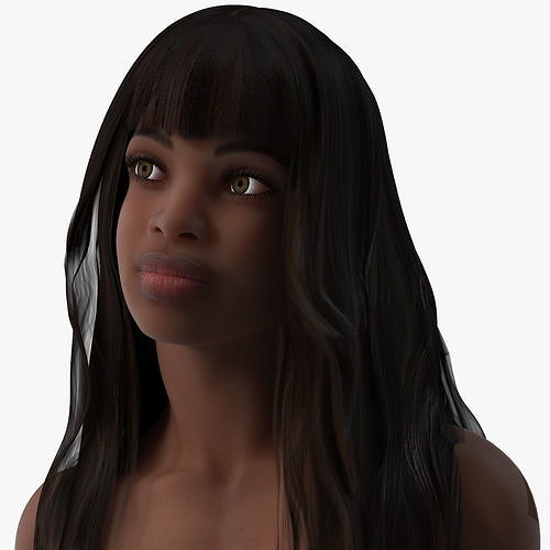 Young Woman Black Standing Pose 3D model