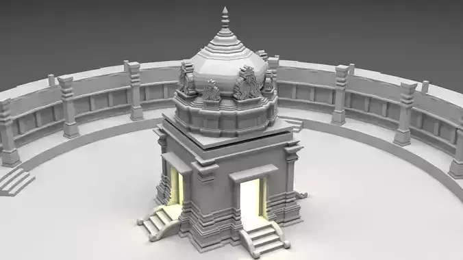 Circular shiva temple with 64 gods around