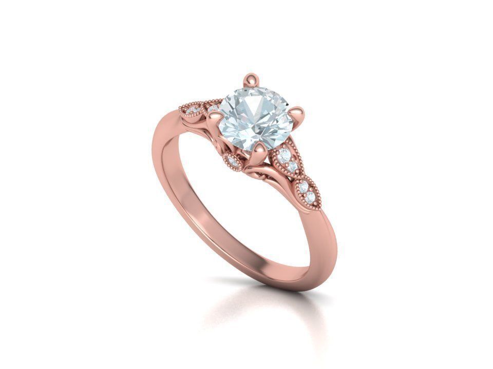 Solitaire Nautilus Engagement Ring Big Stone 3dmodel 3D print model_18