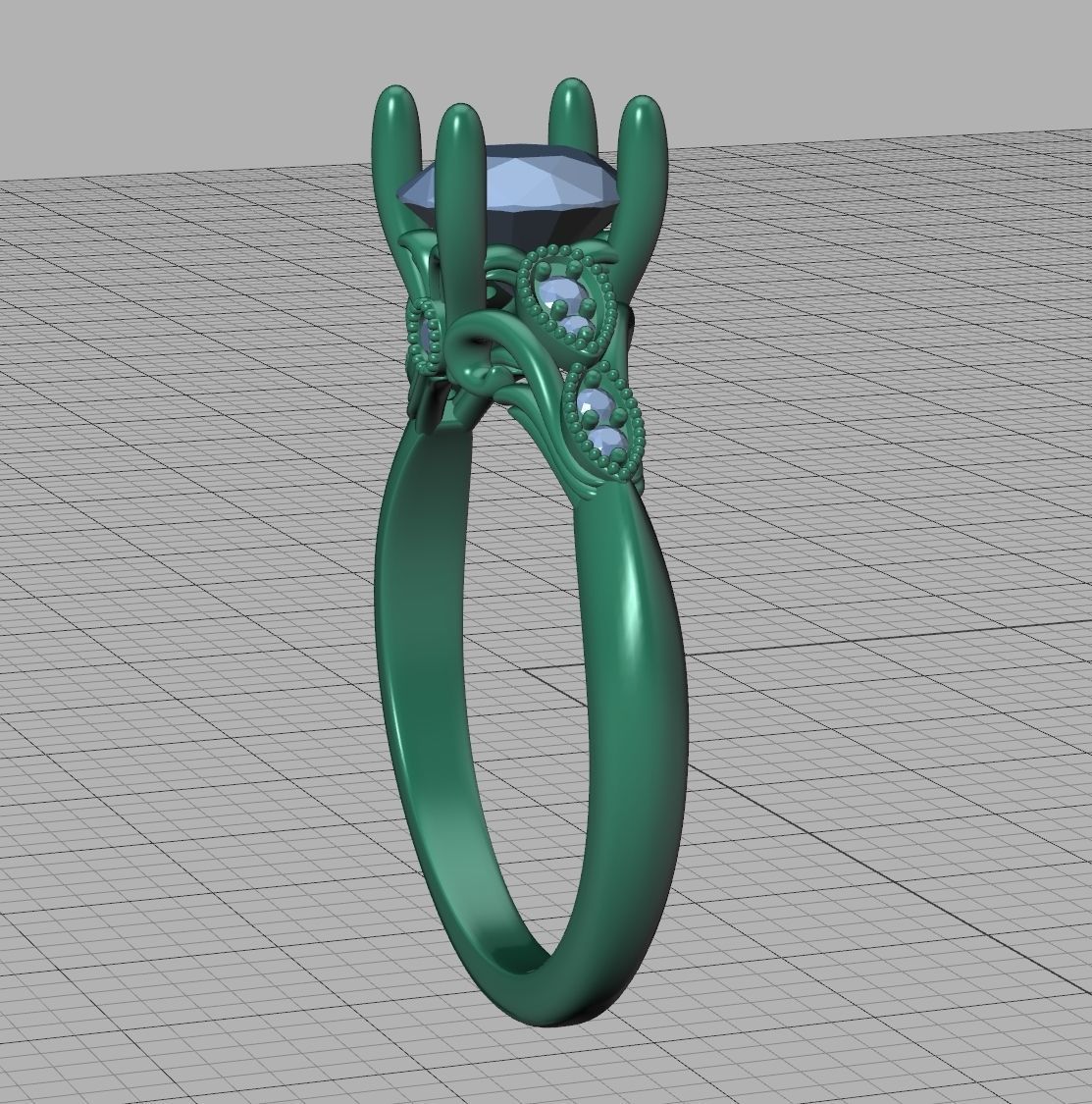 Solitaire Nautilus Engagement Ring Big Stone 3dmodel 3D print model_33