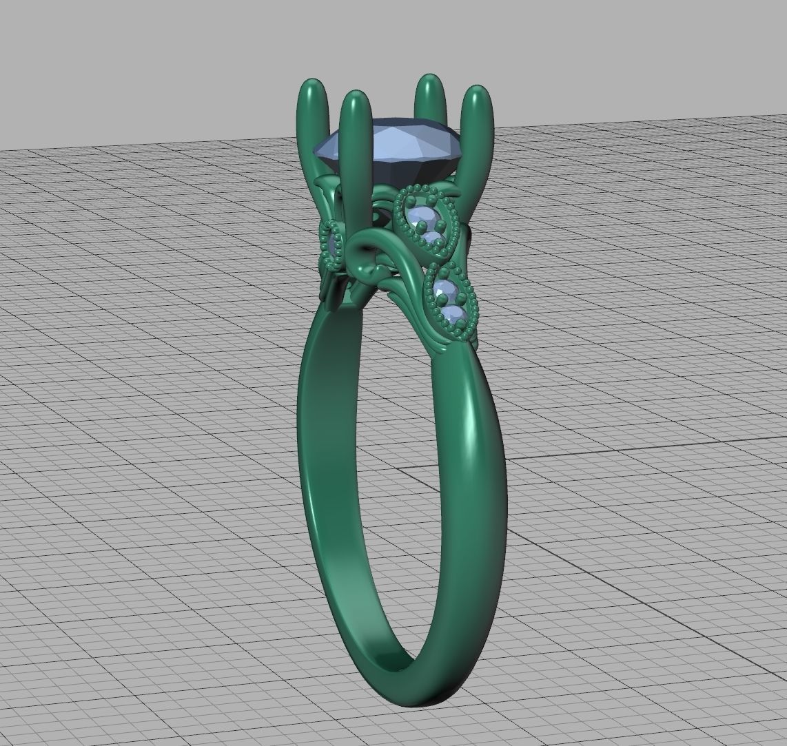 Solitaire Nautilus Engagement Ring Big Stone 3dmodel 3D print model_36