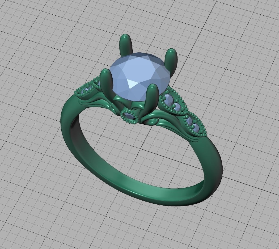 Solitaire Nautilus Engagement Ring Big Stone 3dmodel 3D print model_34