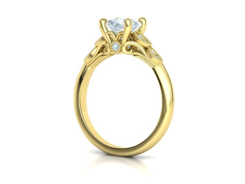 Solitaire Nautilus Engagement Ring Big Stone 3dmodel 3D print model_23