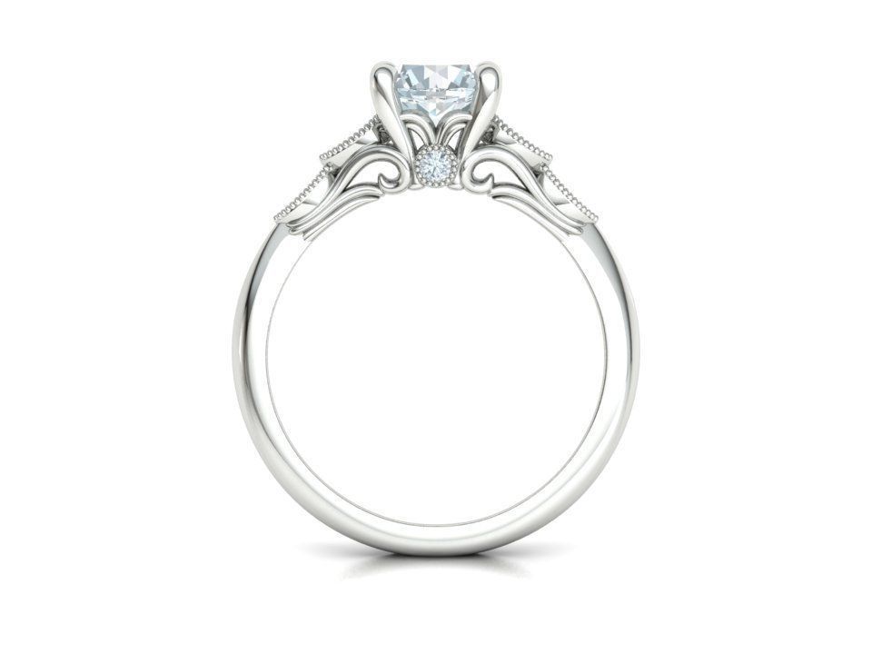 Solitaire Nautilus Engagement Ring Big Stone 3dmodel 3D print model_19