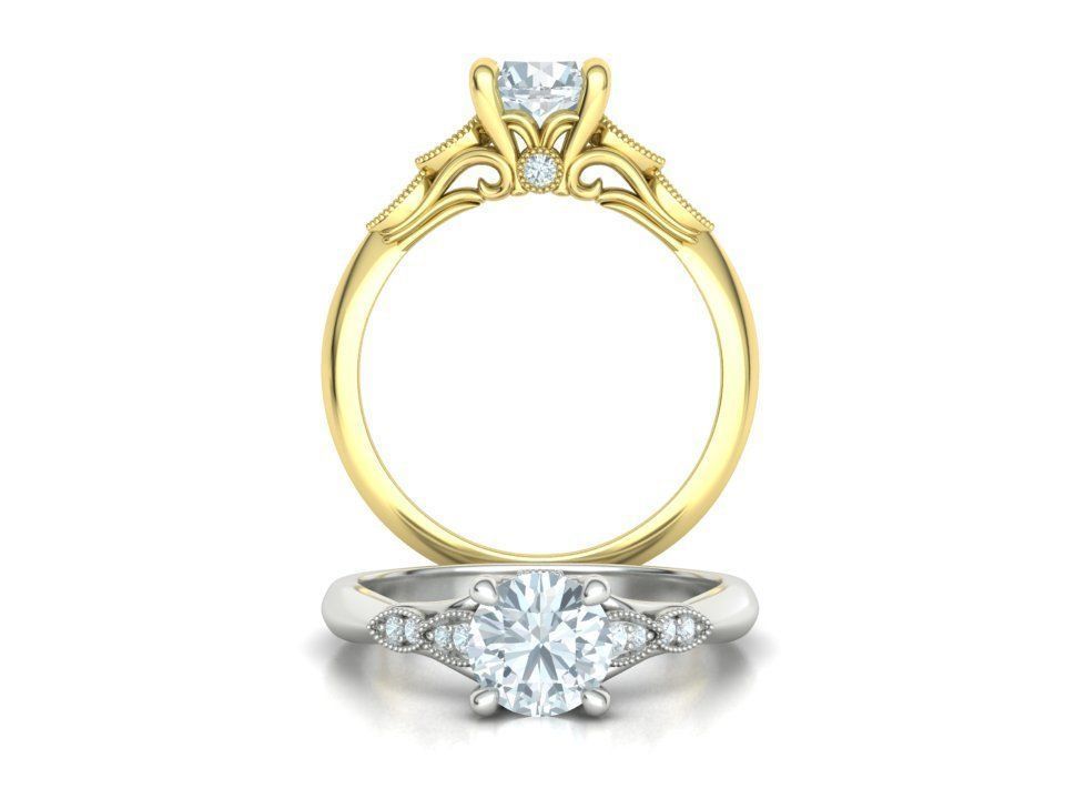 Solitaire Nautilus Engagement Ring Big Stone 3dmodel 3D print model_3