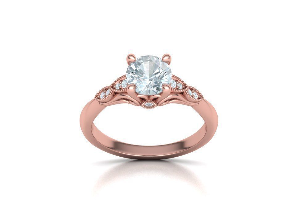 Solitaire Nautilus Engagement Ring Big Stone 3dmodel 3D print model_27