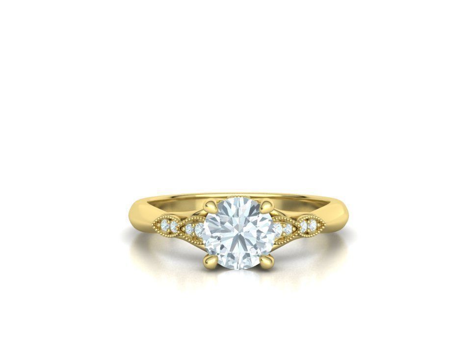Solitaire Nautilus Engagement Ring Big Stone 3dmodel 3D print model_7
